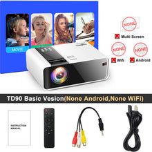 Load image into Gallery viewer, ThundeaL HD Mini Projector TD90 Native 1280 x 720P LED Android WiFi Projector Video Home Cinema 3D HDMI Movie Game Proyector