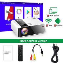 Load image into Gallery viewer, ThundeaL HD Mini Projector TD90 Native 1280 x 720P LED Android WiFi Projector Video Home Cinema 3D HDMI Movie Game Proyector
