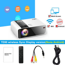 Load image into Gallery viewer, ThundeaL HD Mini Projector TD90 Native 1280 x 720P LED Android WiFi Projector Video Home Cinema 3D HDMI Movie Game Proyector
